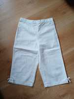 Spodnie 3/4 białe len bawełna r.110
