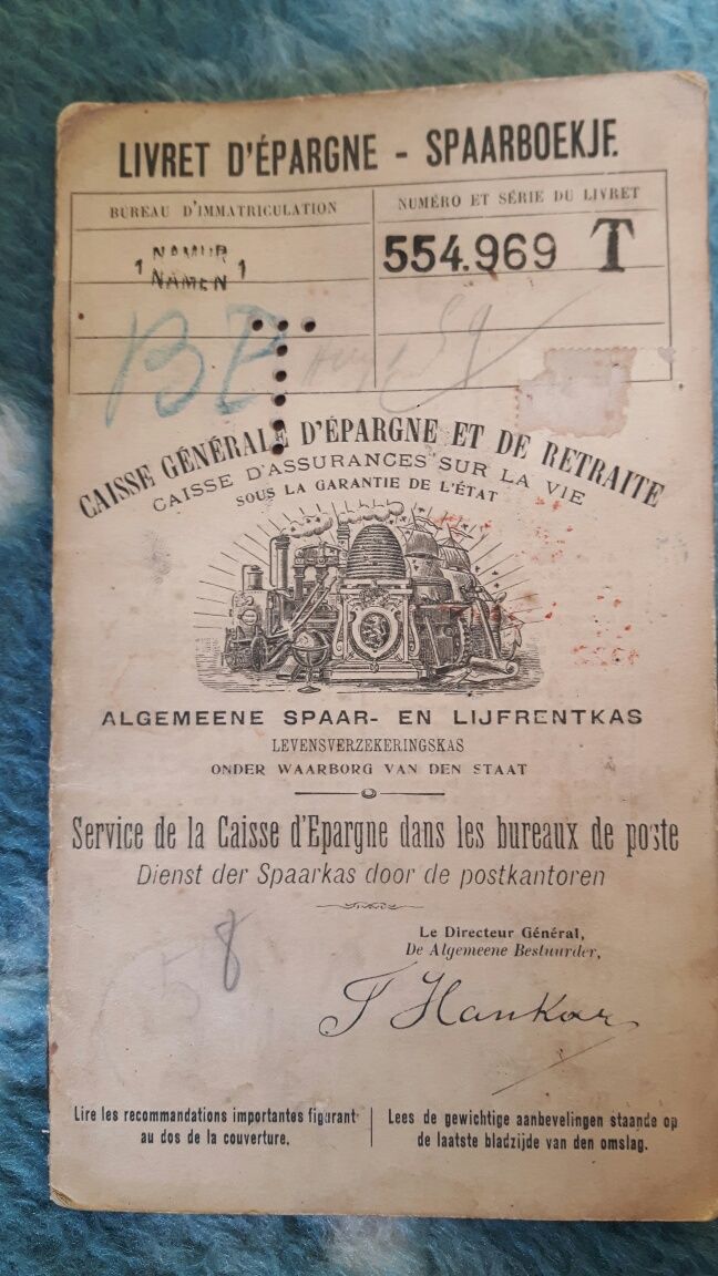 Stara zabytkowa kolekcjonerska książeczka oszczędnościowa z 1913 roku
