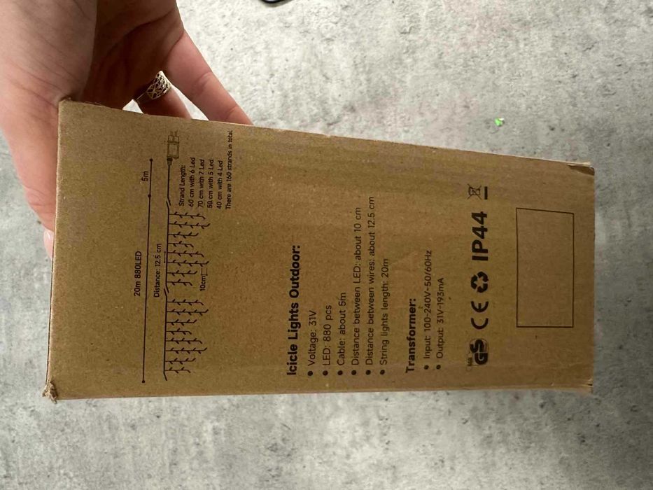 LED lodowe sople łańcuch świetlny na zewnątrz, WOWDSGN 20M 880LED