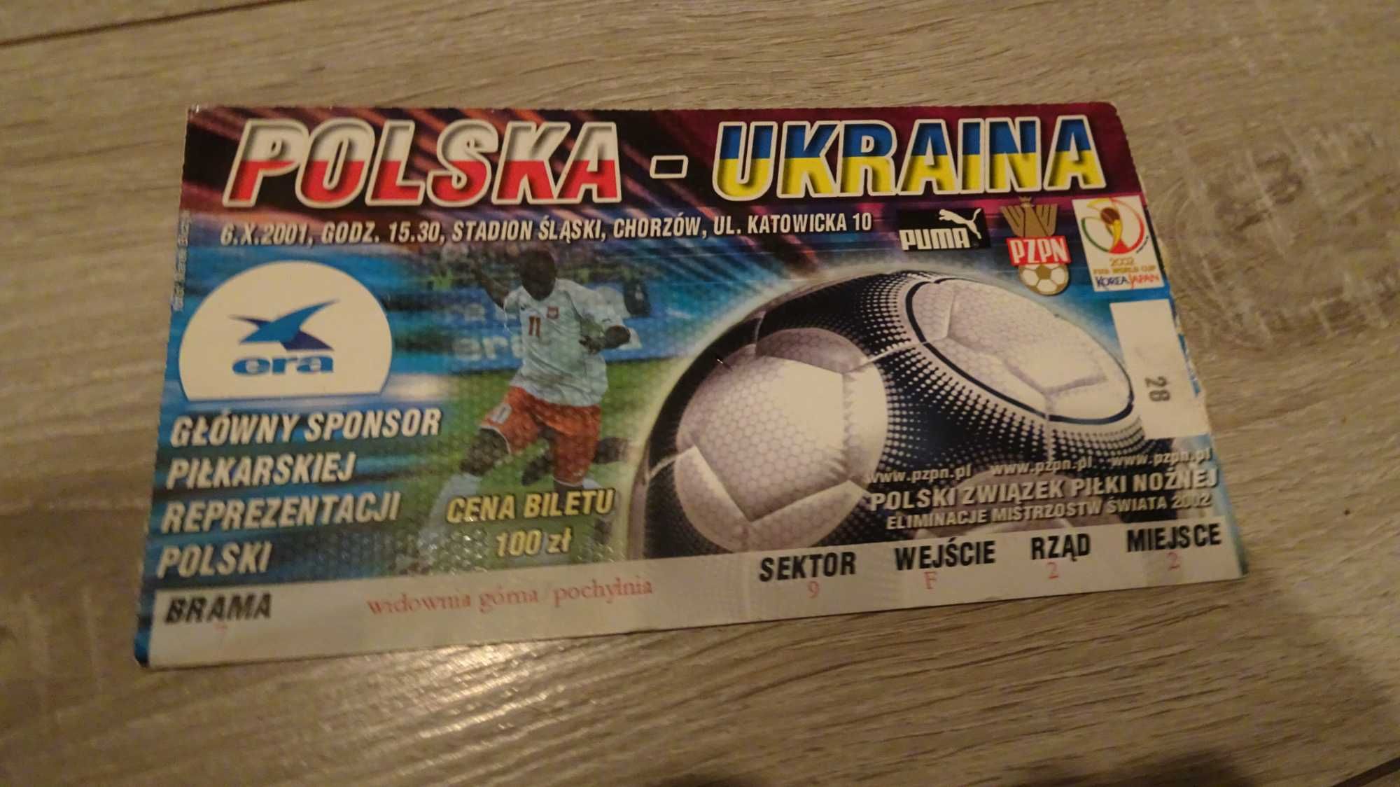 Stary bilet na mecz Polska Ukraina 2001