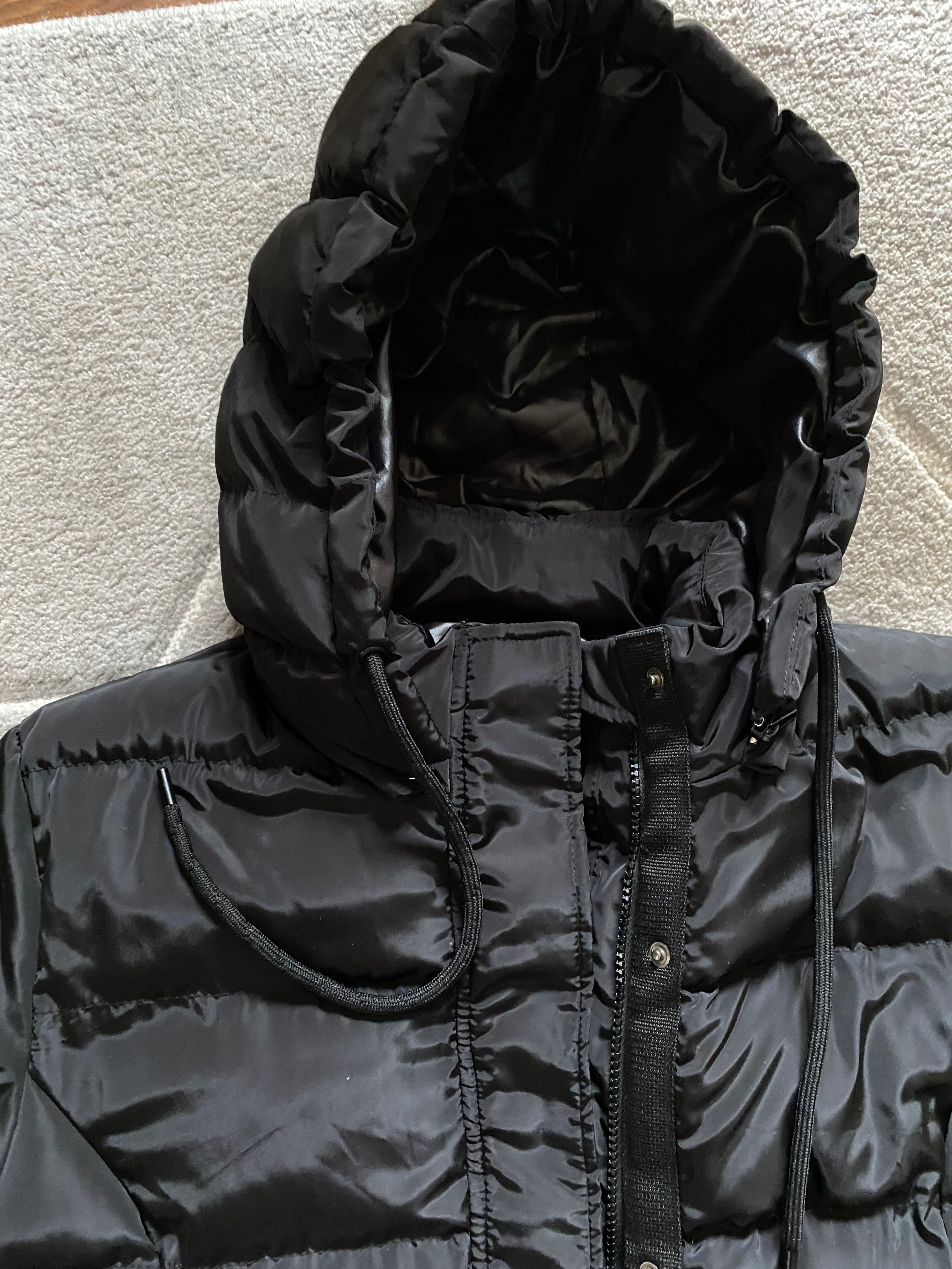 czarny pikowany płaszcz Georgio DiMare r. XL