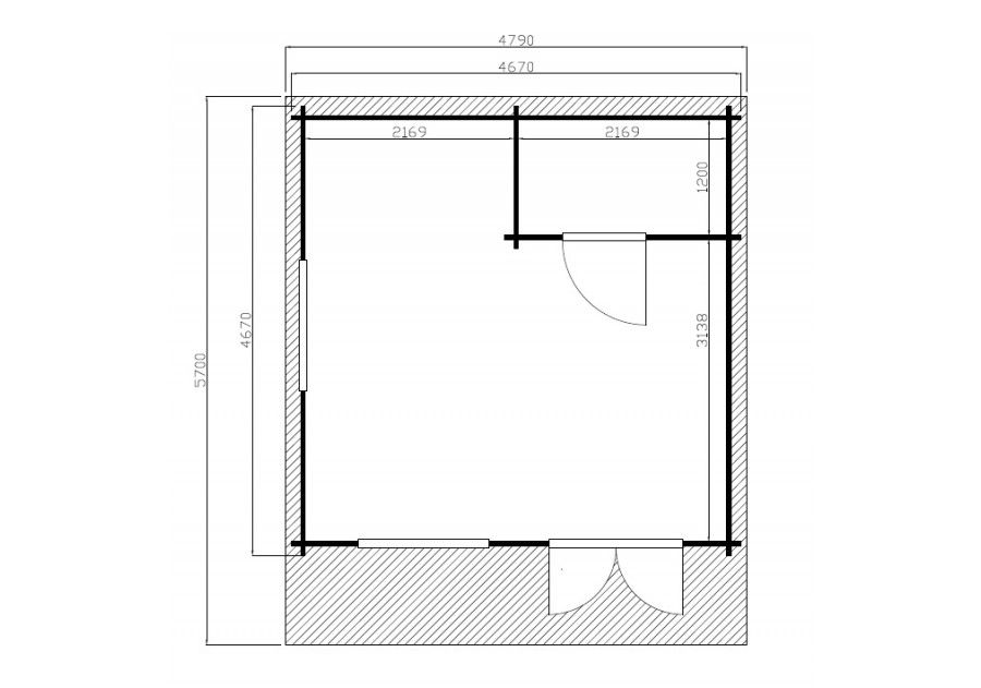 Domek letniskowy z balika + łazienka rekreacyjny drewniany 4.7x4.7m