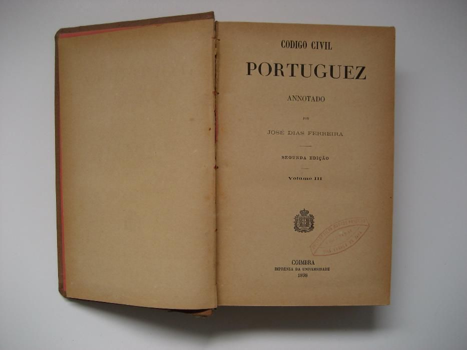 Código Civil Portuguez Annotado (Edição para coleccionador) | Ano: 189