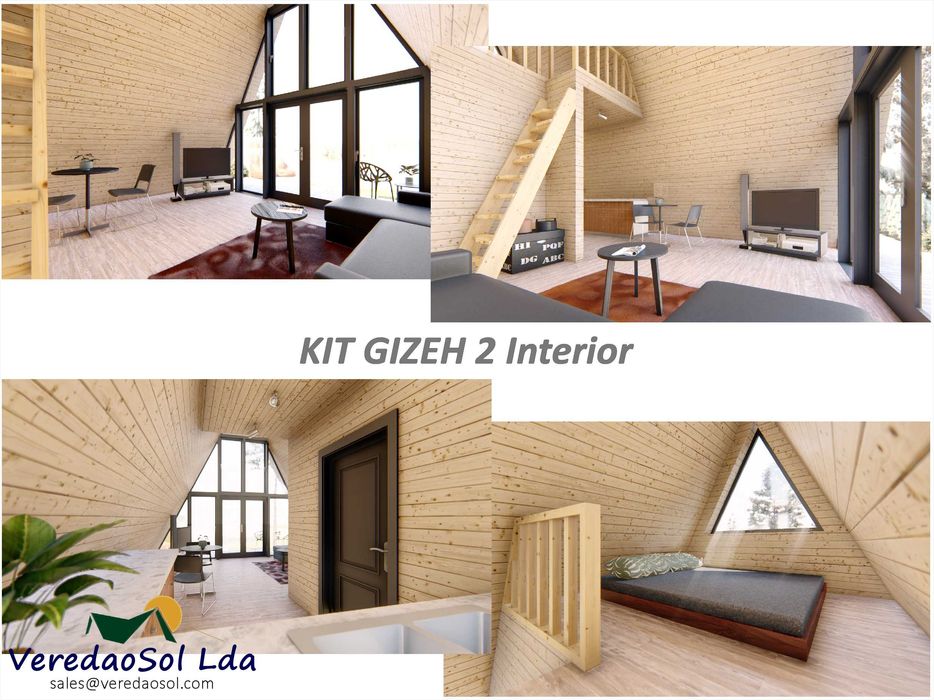 Casa Madeira GIZEH 2 - 44m² c. mezzanine - Préfab. - Preço imbatível