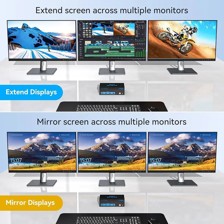 Kvm switch 3 монітори 8k 60hz