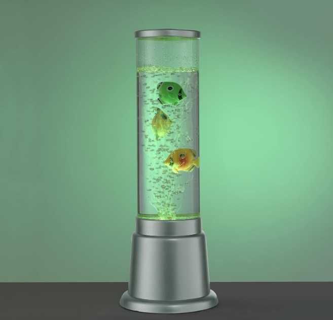 Designerska lampa z wodą i podświetleniem LED RYBKI