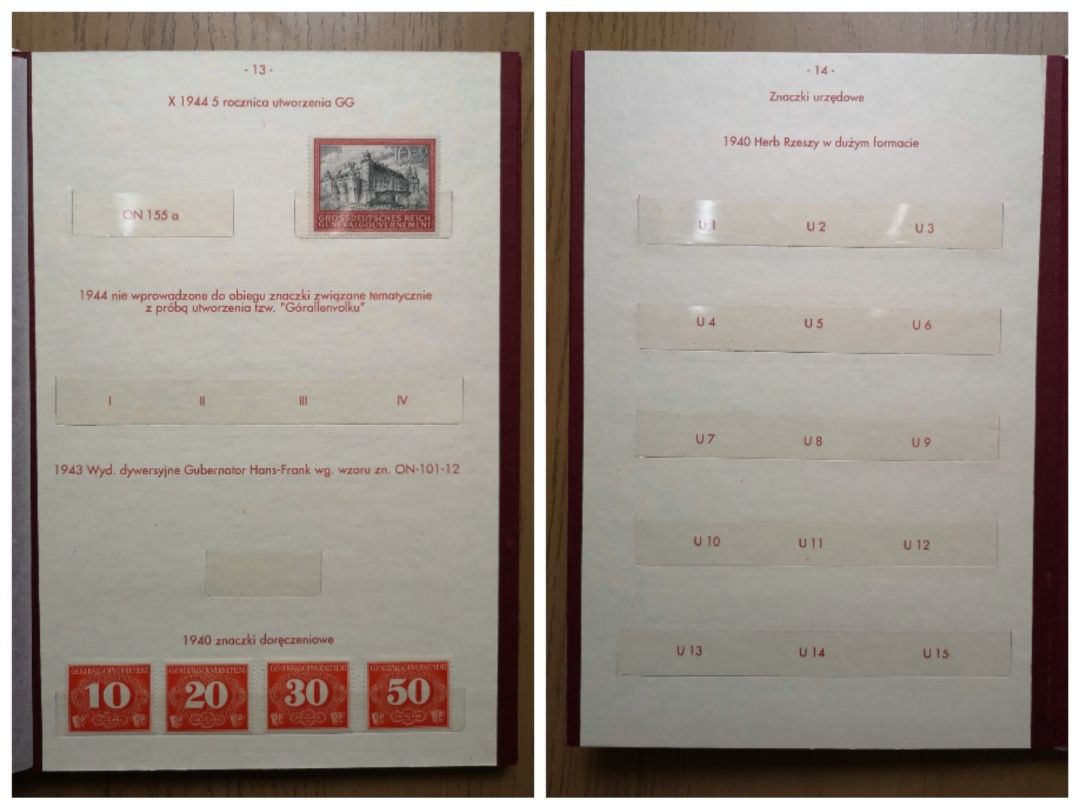 Klaser +znaczki czyste GG od 1939 do 1944