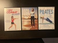 3 DVDs Yoga, Fitness e Body Combat