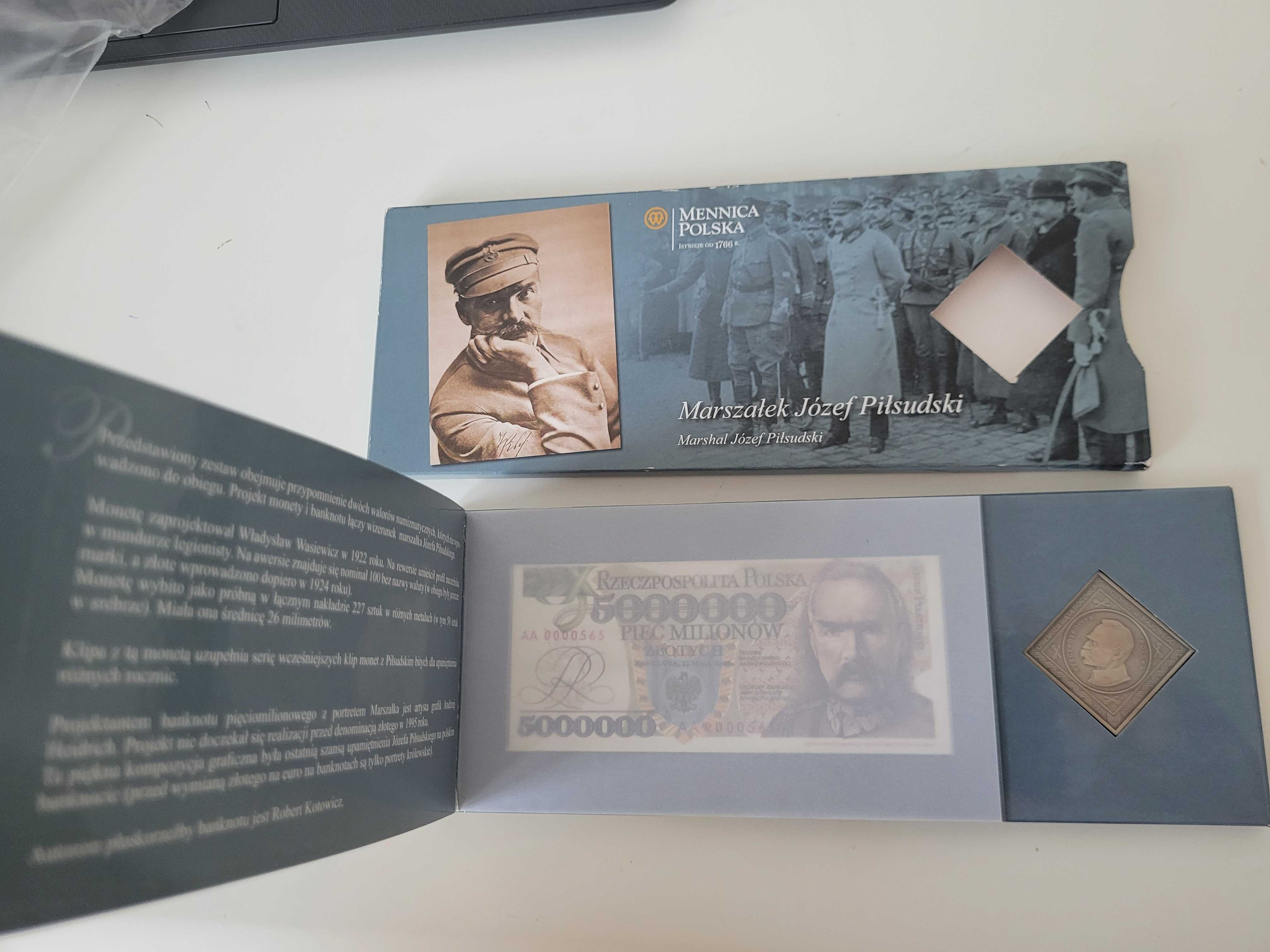 Piłsudski 5 milionów-piękny RADAR AA000565 +klipa+medal_UNC