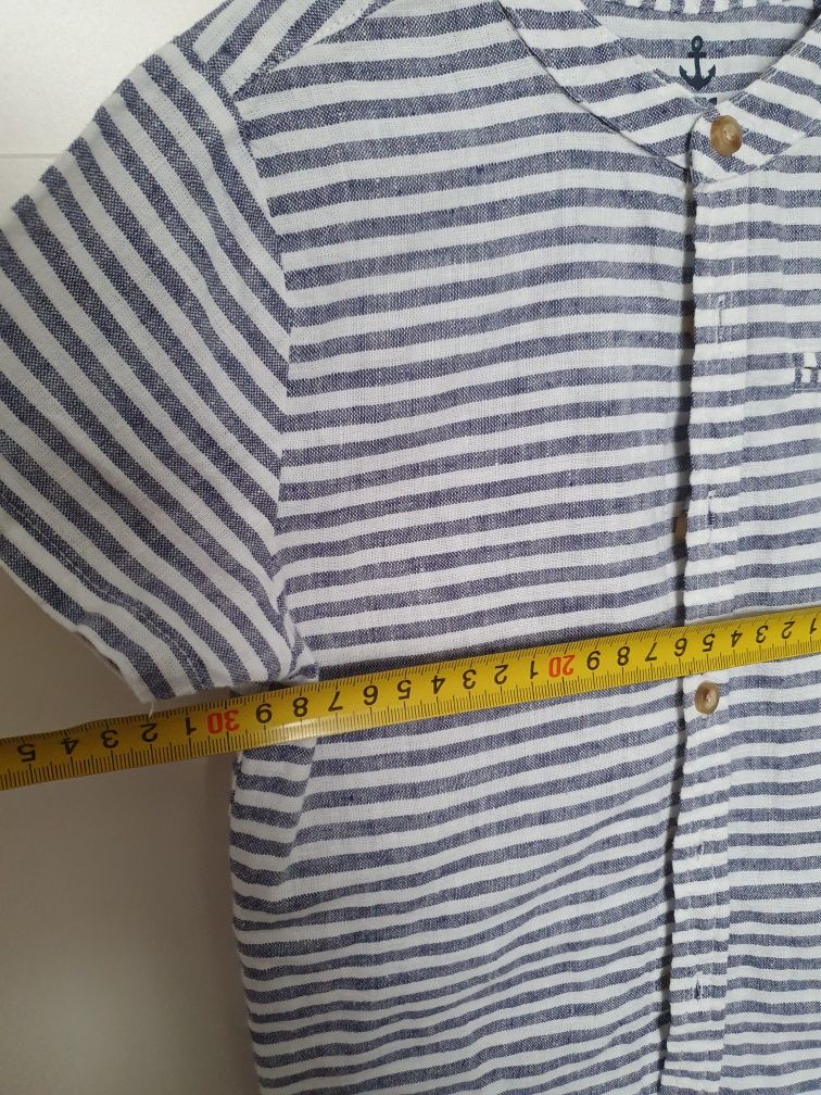 Koszula Crivit paseczki białe 104/110 len z domieszką