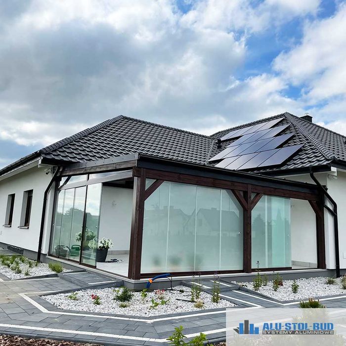 Nowoczesna zabudowa balkonu, tarasu, ogród zimowy, Kościerzyna