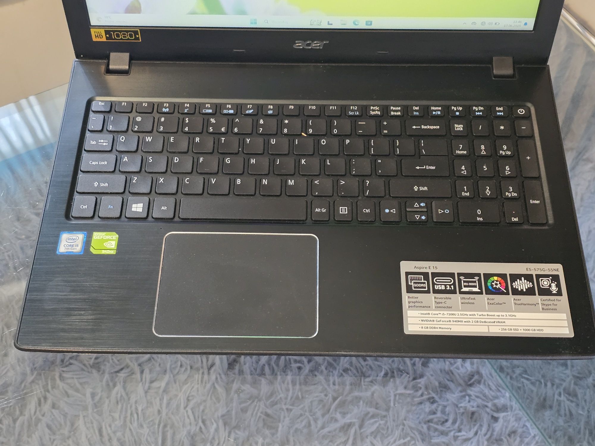 Laptop Acer 15,6 i5 Dysk SSD 24GB RAM DDR4 Nvidia GeForce 940MX Win 11