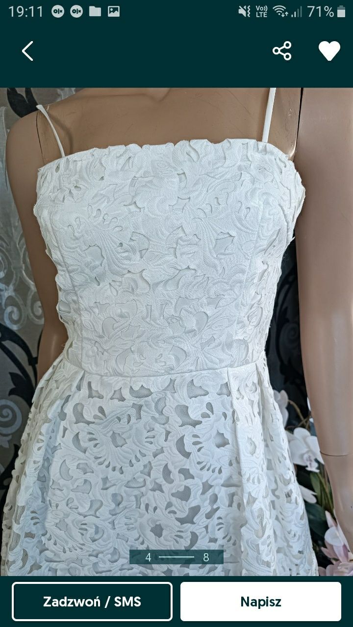 Chi Chi sukienka biała ażurowa elegancka koronka