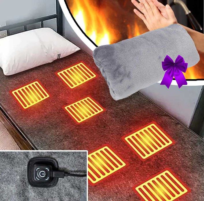 Электро одеяло с USB 160×80 см от повербанка + Грелка для рук с USB