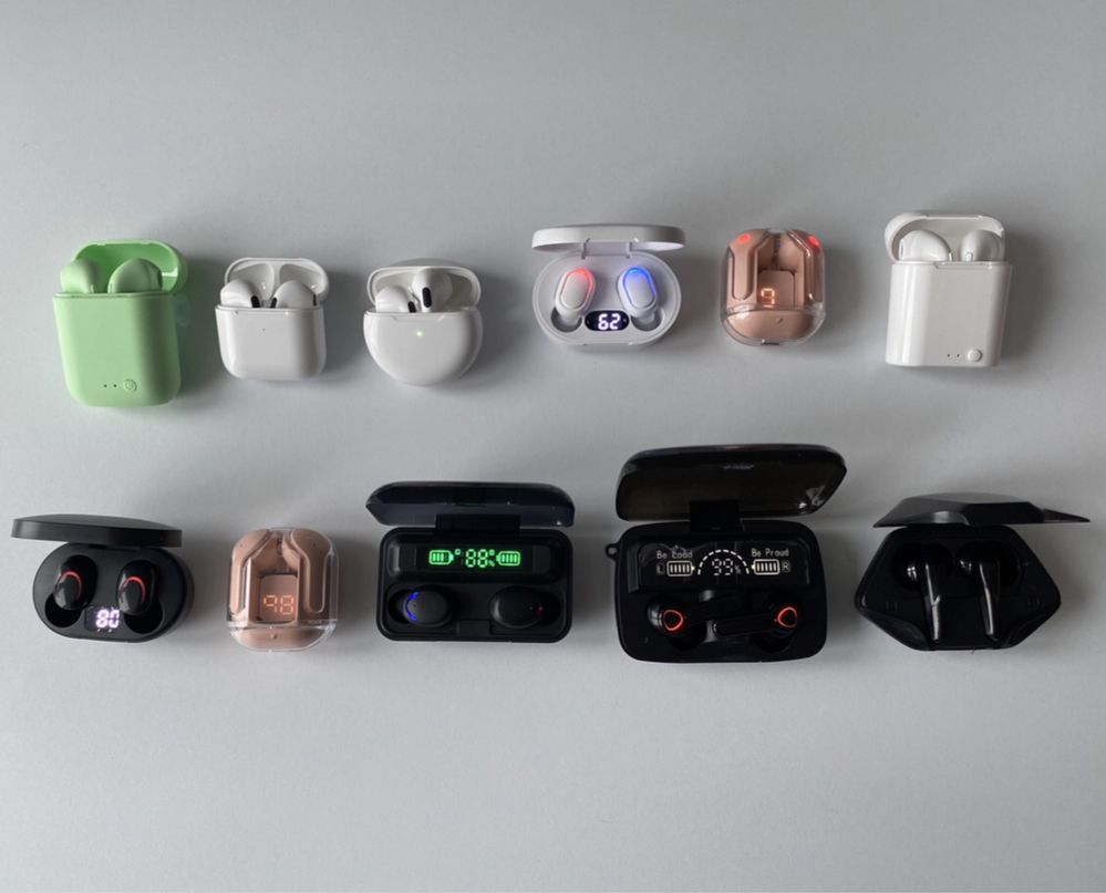 Навушники E7S, X15 pro, AIR31, F9, M19, I7 mini, I12 Macaron, CY-T2