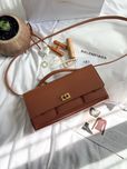 Сумка Balenciaga Bel Air Small Leather Bag Brown/Gold коричнева