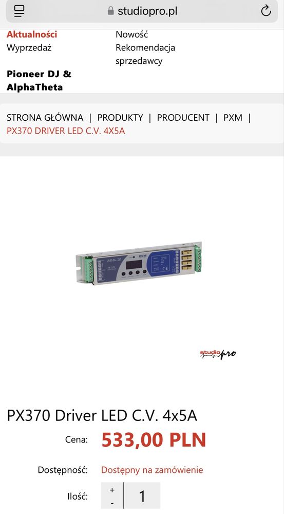 Proxima PXM PX370 - Sterownik napięciowy LED Gwarancja Polecam