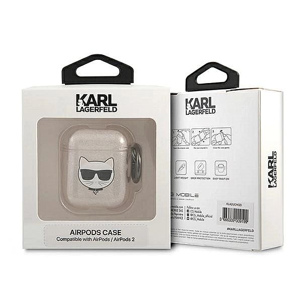 Etui Karl Lagerfeld Glitter Choupette na AirPods 1 / 2 - złote