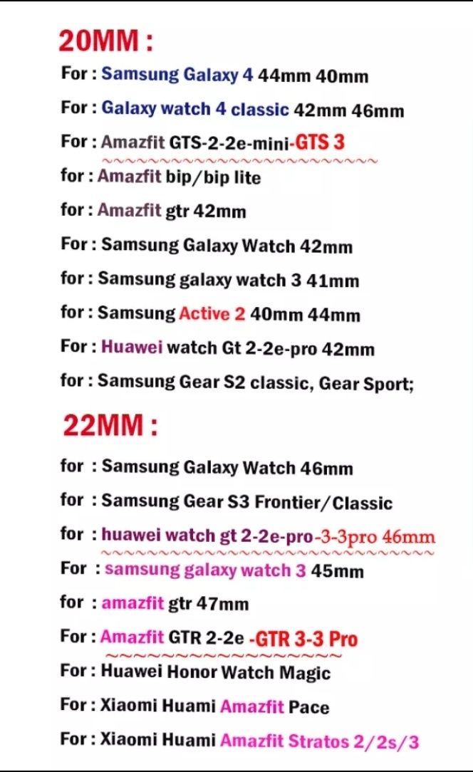 Ремінці 20 / 22. Amazfit / Samsung / Garmin / Huawei / Oppo / Xiaomi