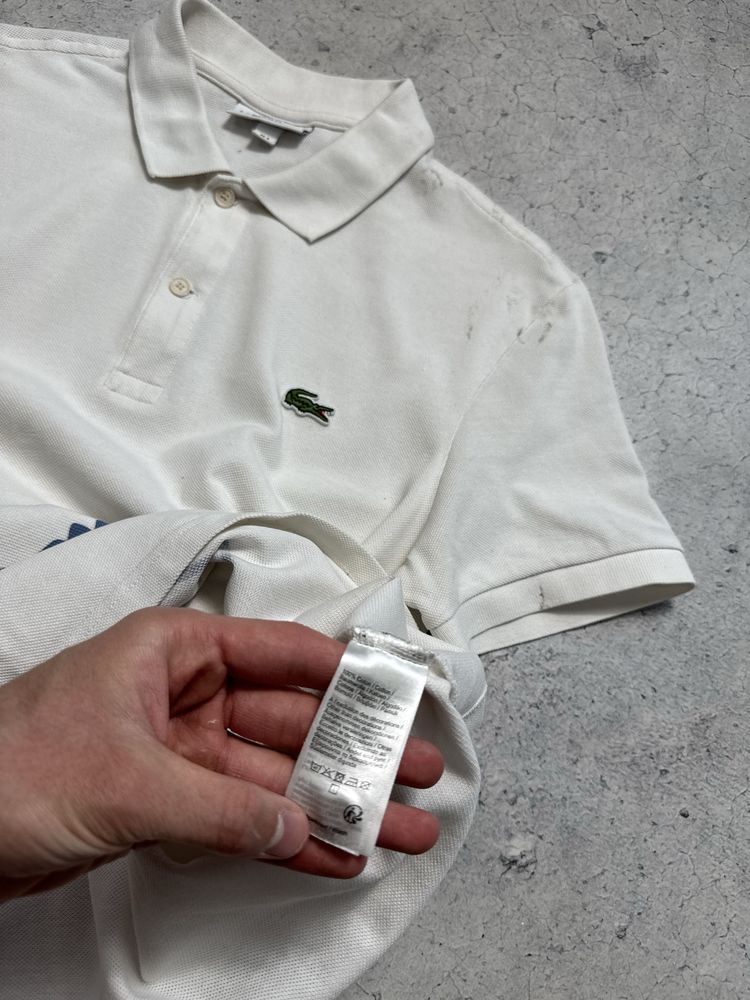 Мужская Футболка Поло Lacoste С Большим Логотипом Оригинал S-M