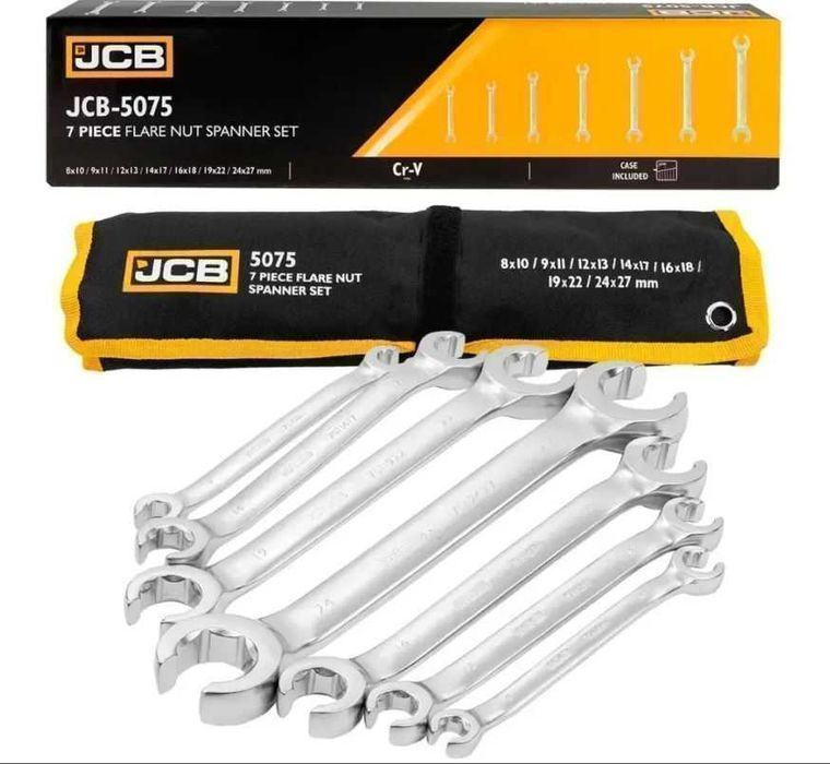 Набір розрізних ключів 8-27мм в чохлі 7од. JCB Tools JCB-5075 Розрізні