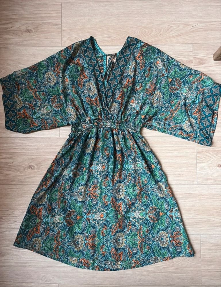 Sukienka wzorzysta turkusowa Namaste hippie boho na lato Wrocław