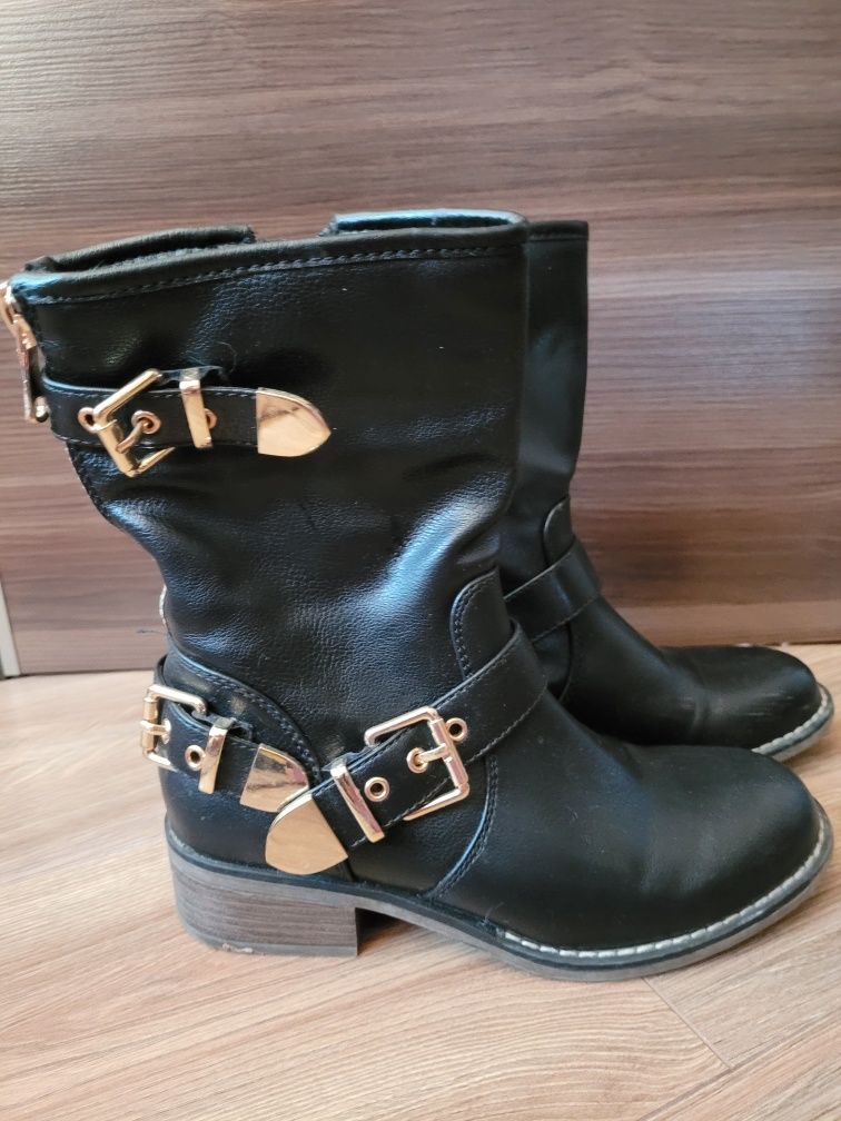 Skórzane Buty kozaki Botki r. 36