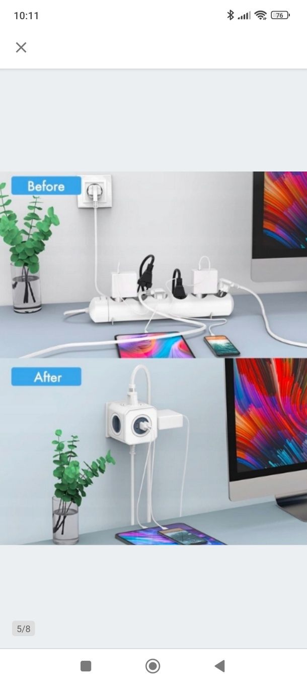 Gniazdko ścienne  TP-VE3U4E białe sieciowe 4 gniazda 3 USB
