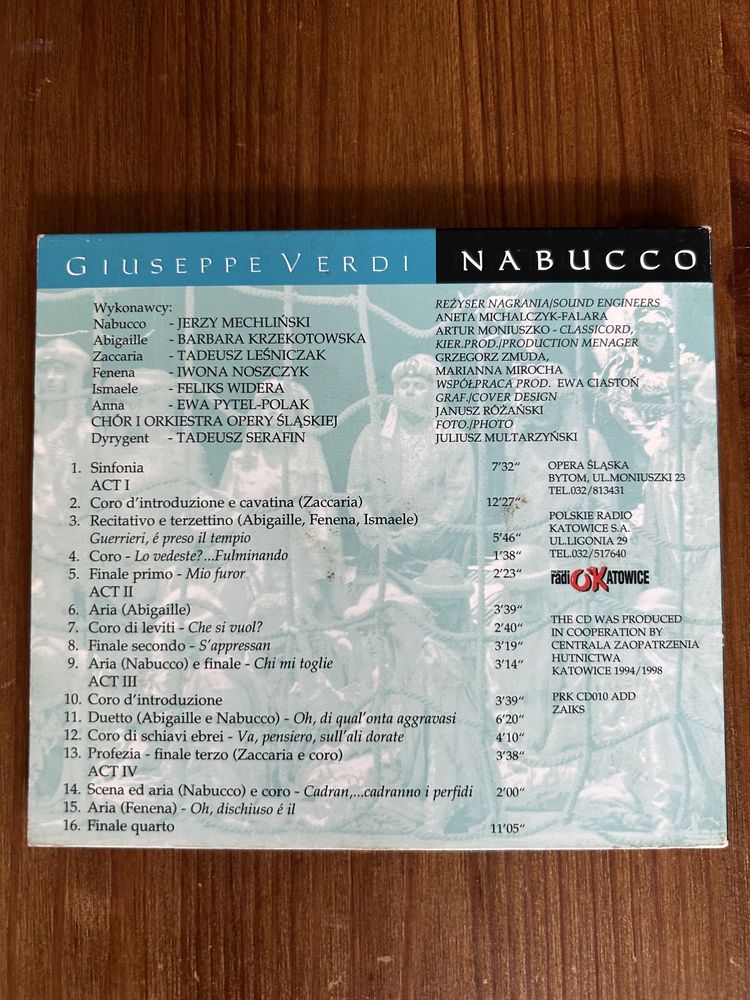 Giuseppe Verdi „Nabucco”-CD -Państwowa Opera Śląska