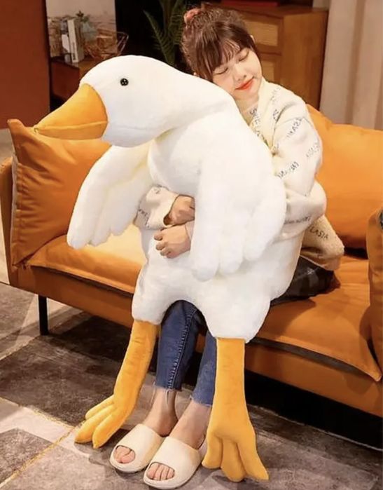 Мягка плюшева іграшка Гусь 90-160см. Игрушка обнимашка Гусь белая