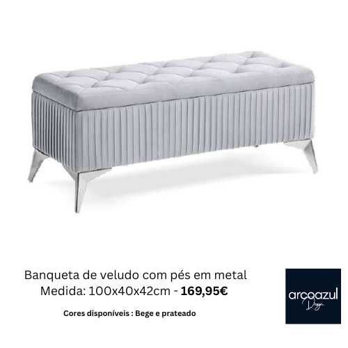 Banqueta Cannes - 2 Cores - Cinza claro e Bege By Arcoazul