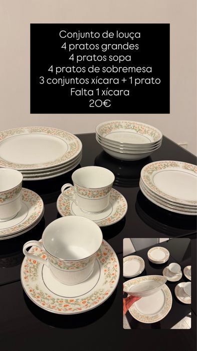 Conjunto floral louça