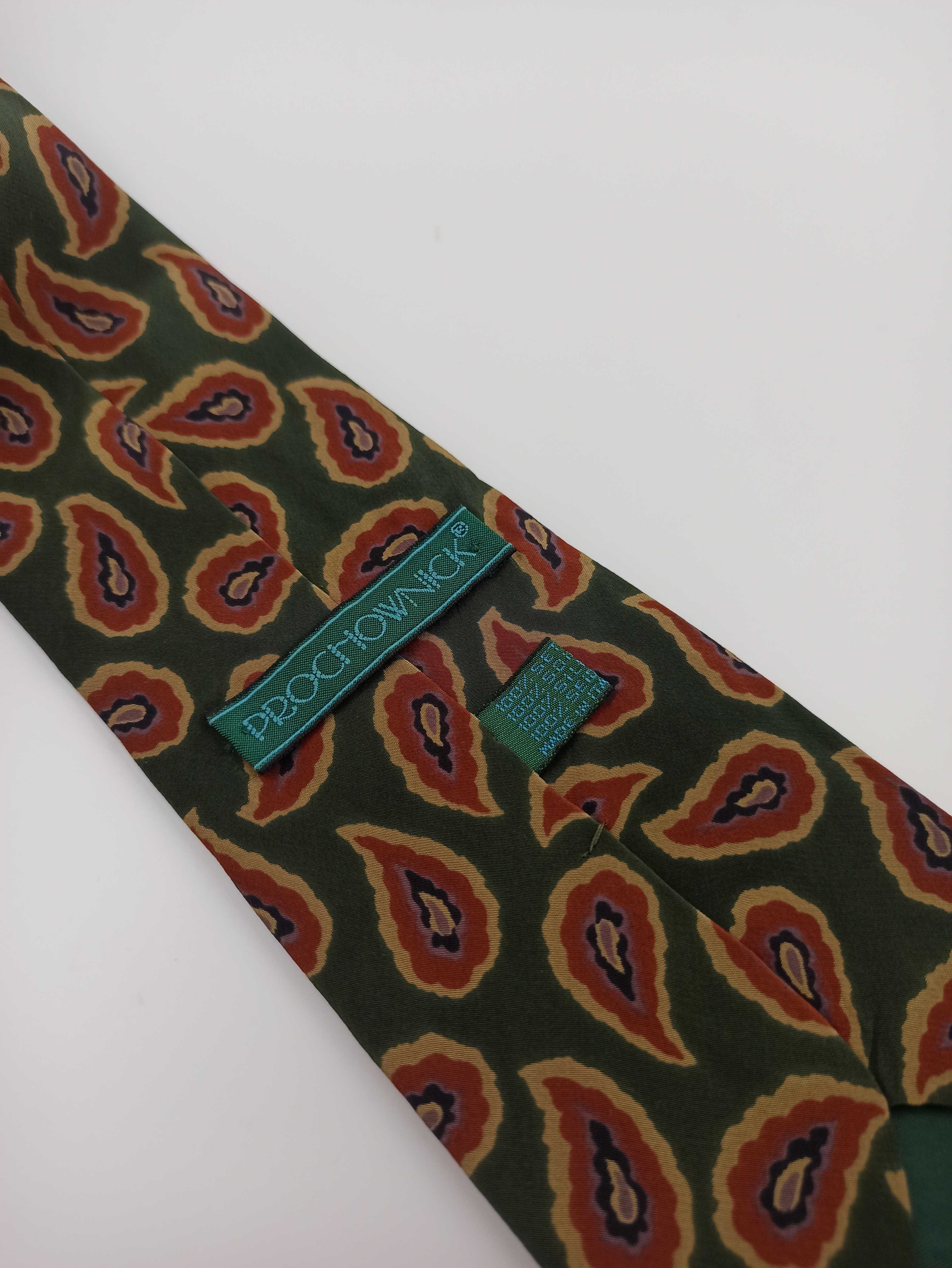 Prochownick zielony jedwabny krawat paisley