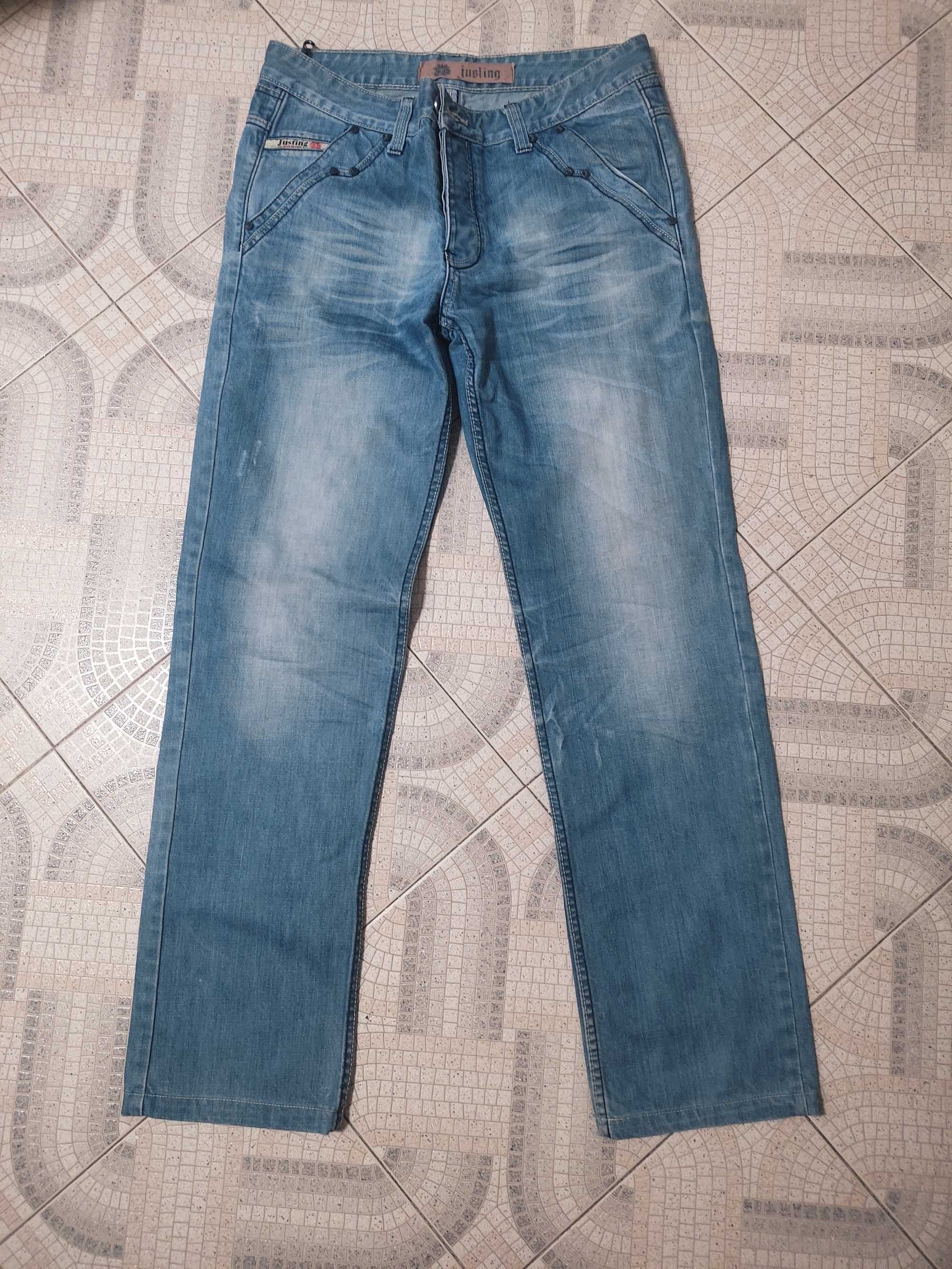 Calças justing,jeans cor azul