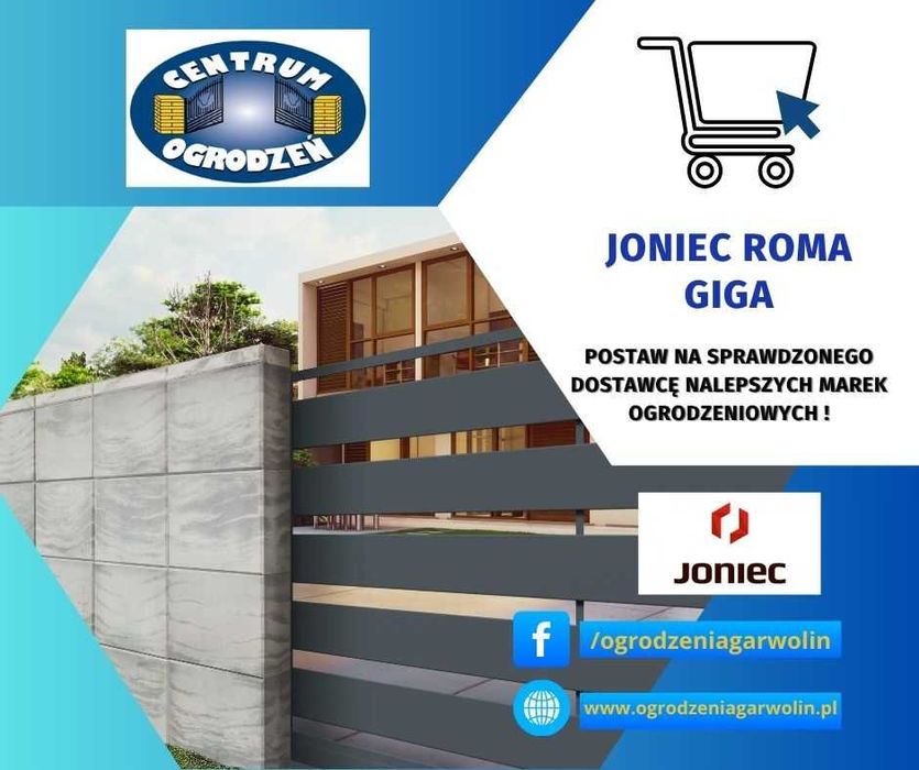 Joniec Horizon eco, bloczek, daszek, ogrodzenie modułowe, transport