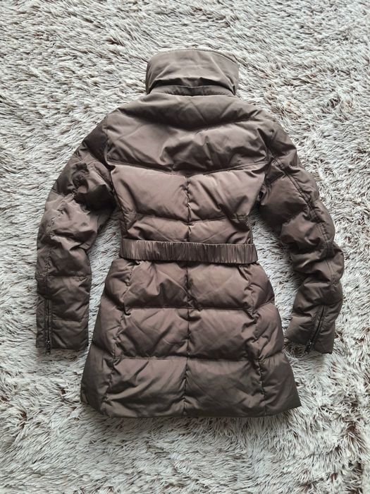 Oliwkowy puchowy płaszcz zimowy, ocieplany Esprit XS/34 real down