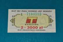 Bilety ZTM Wwa 2x3000zł 2szt Starocia