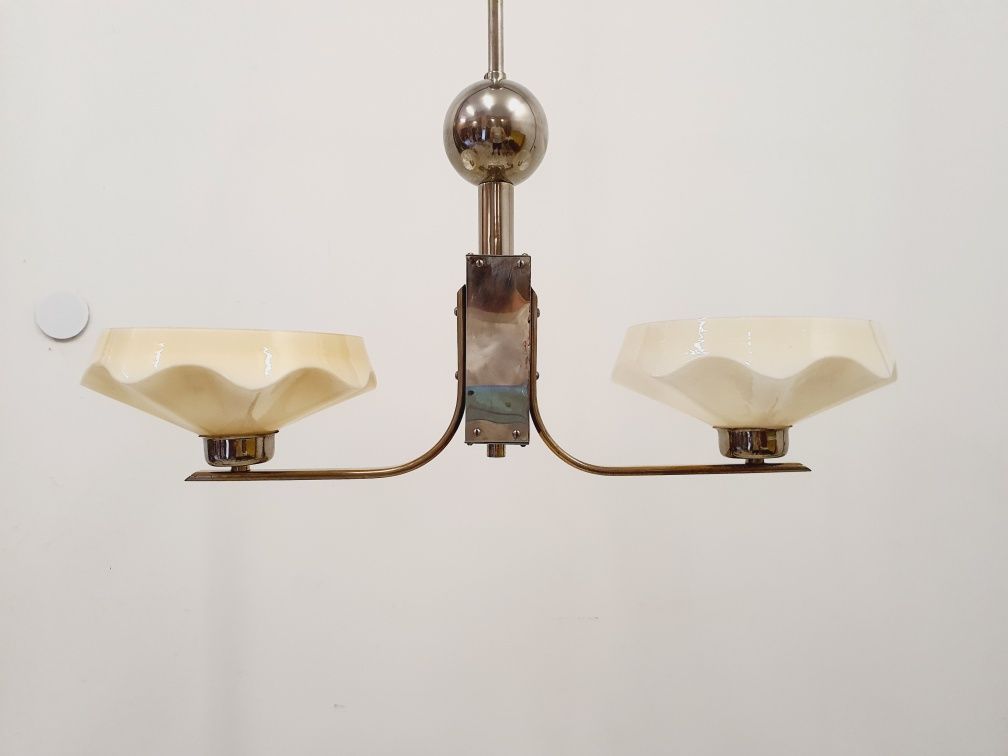Dwupunktowy Żyrandol Art Deco