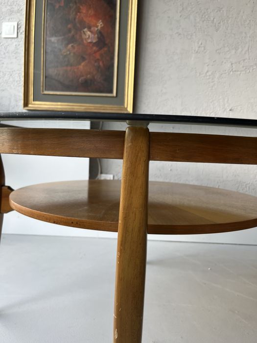 Okragly niski stół kawowy - vintage lata 60-70.