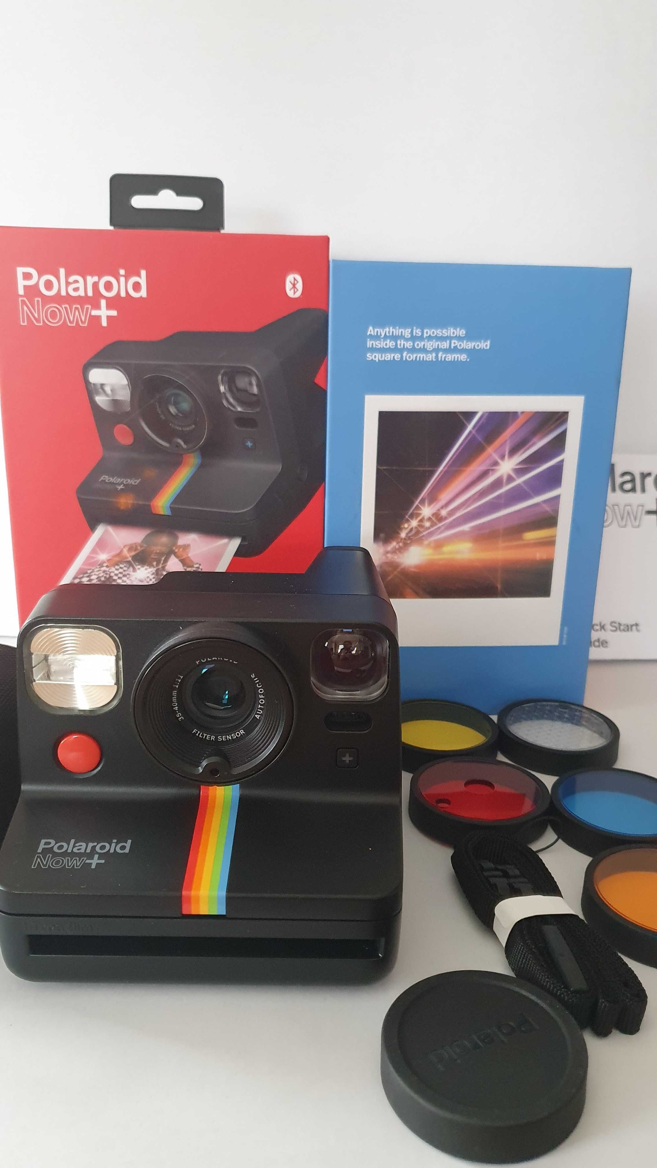 czarny aparat Polaroid Now + PLUS kolorowe filtry soczewki