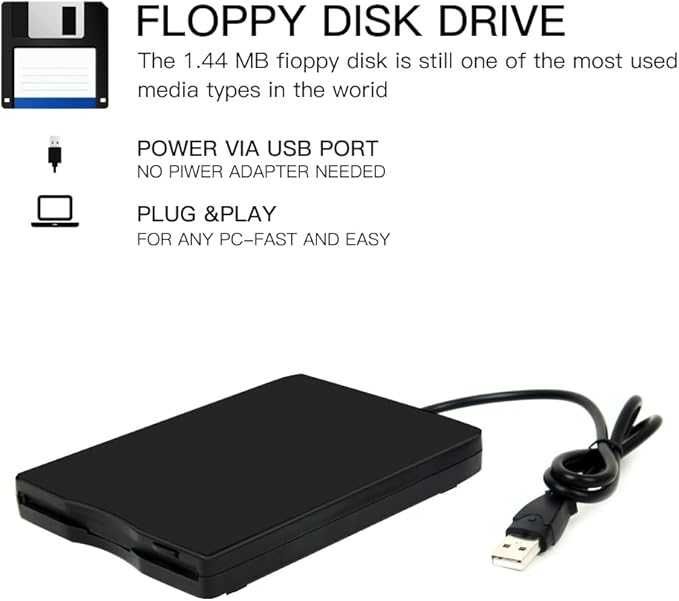 Napęd Dyskietek USB 3.5" 1,44MB do Windows 7/8/10/11 Plug&Play