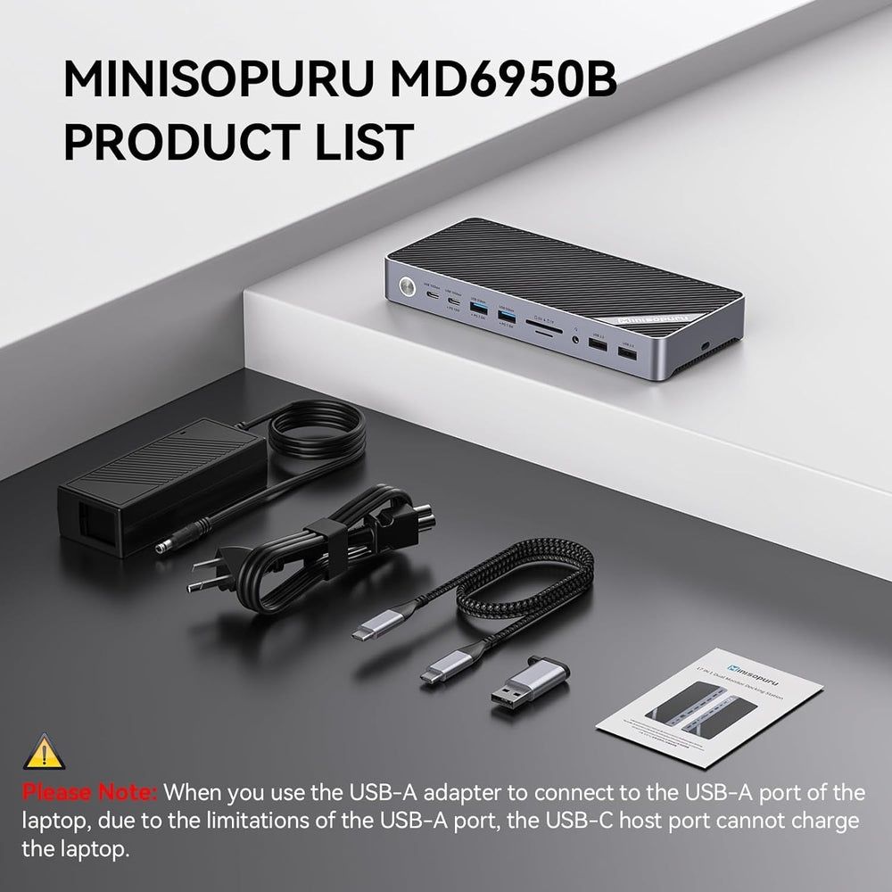 Minisopuru MD6950B 4К 120Вт DispayLink Док-станция/ USB Концентратор