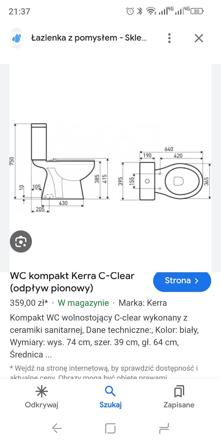 Wc kompakt kerra c-clear odpływ pionowy