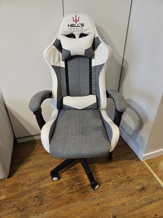 Fotel gamingowy biurowy, obrotowy Hells Chair white- grey