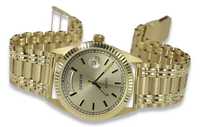 Złoty zegarek z bransoletą męski 14k Geneve mw013ydy&wb006y B