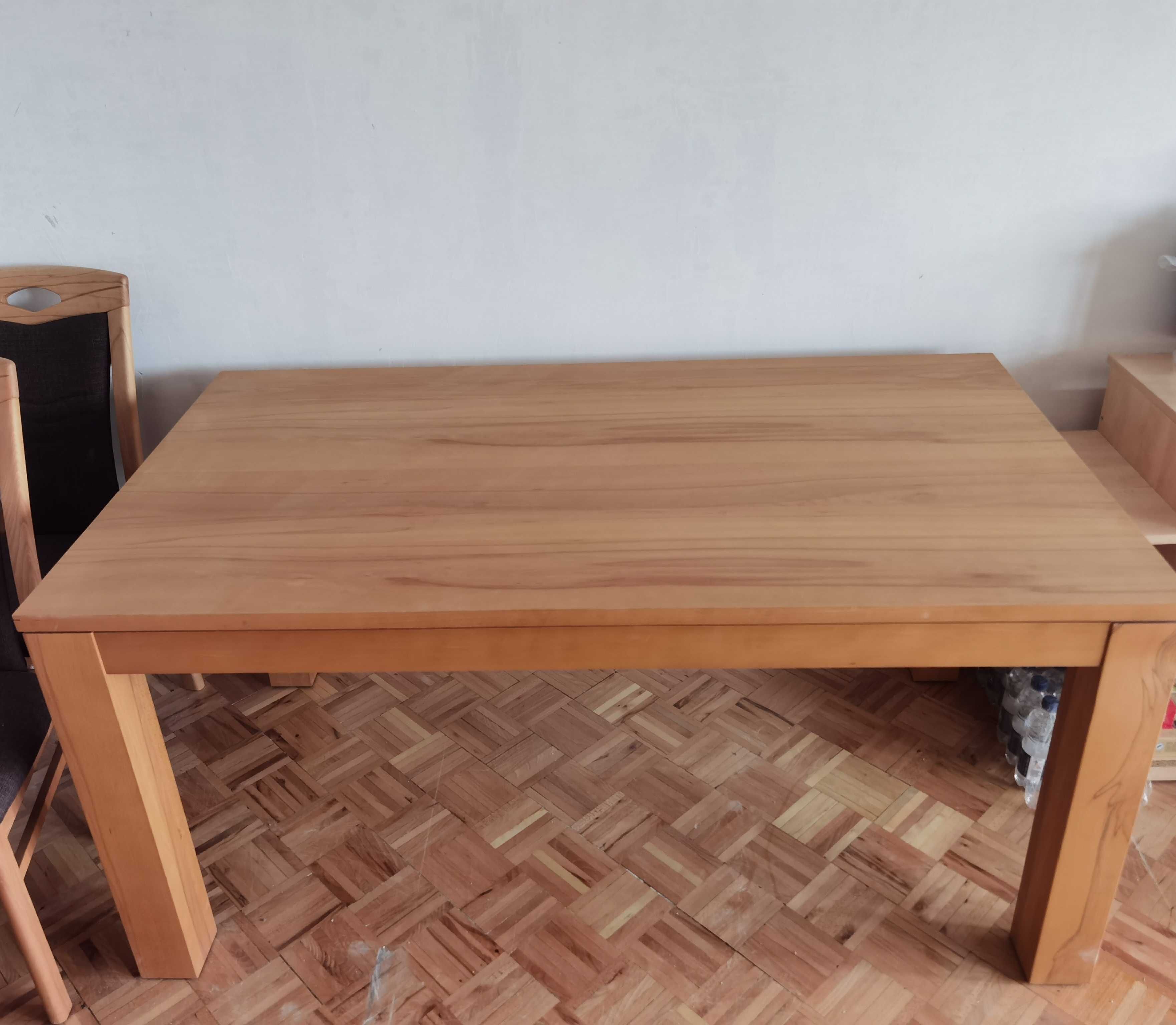 Rozkładany stół drewniany 160x90 + 6 krzeseł