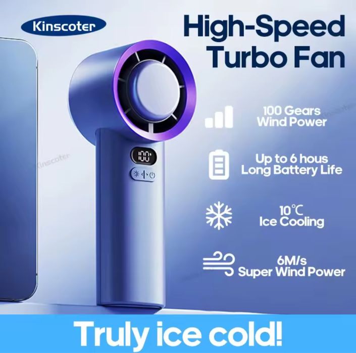 Портативный ручной Турбовентилятор KINSCOTER с 100 скоростями ветра