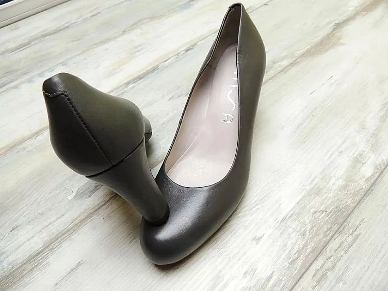 Unisa Leather Pumps Numis F20 Gray Skórzane Szare Półbuty Damskie