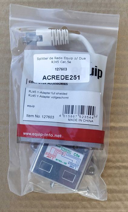 Splitter de Rede RJ45 – CAT.5E - Novo