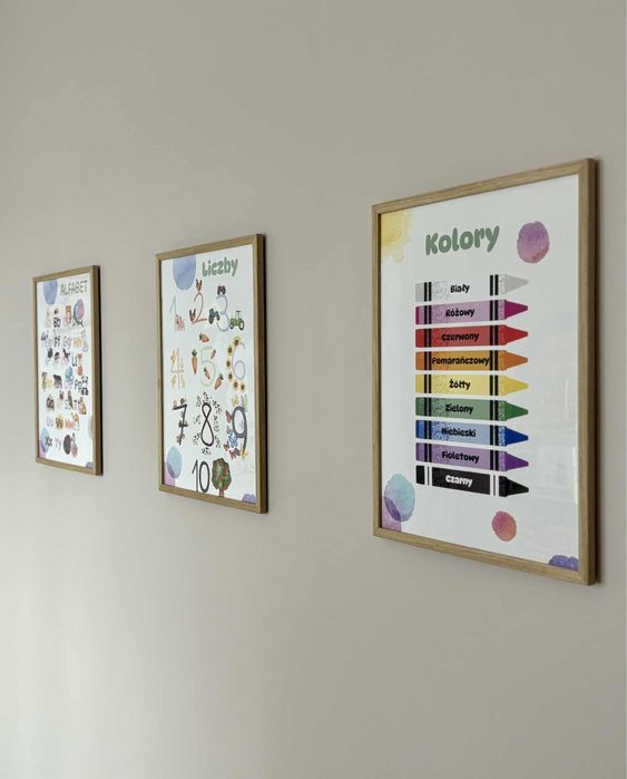 Plakat Plakaty Edukacyjne dla dziecka . Cyfry , Alfabet , Kolory Nowe